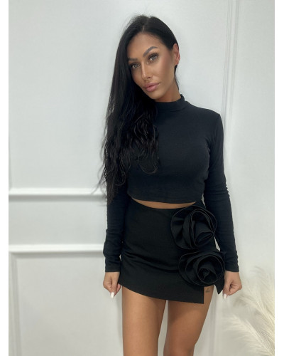 Spódnico-spodenki z odpinanymi różami Bellucci czarne