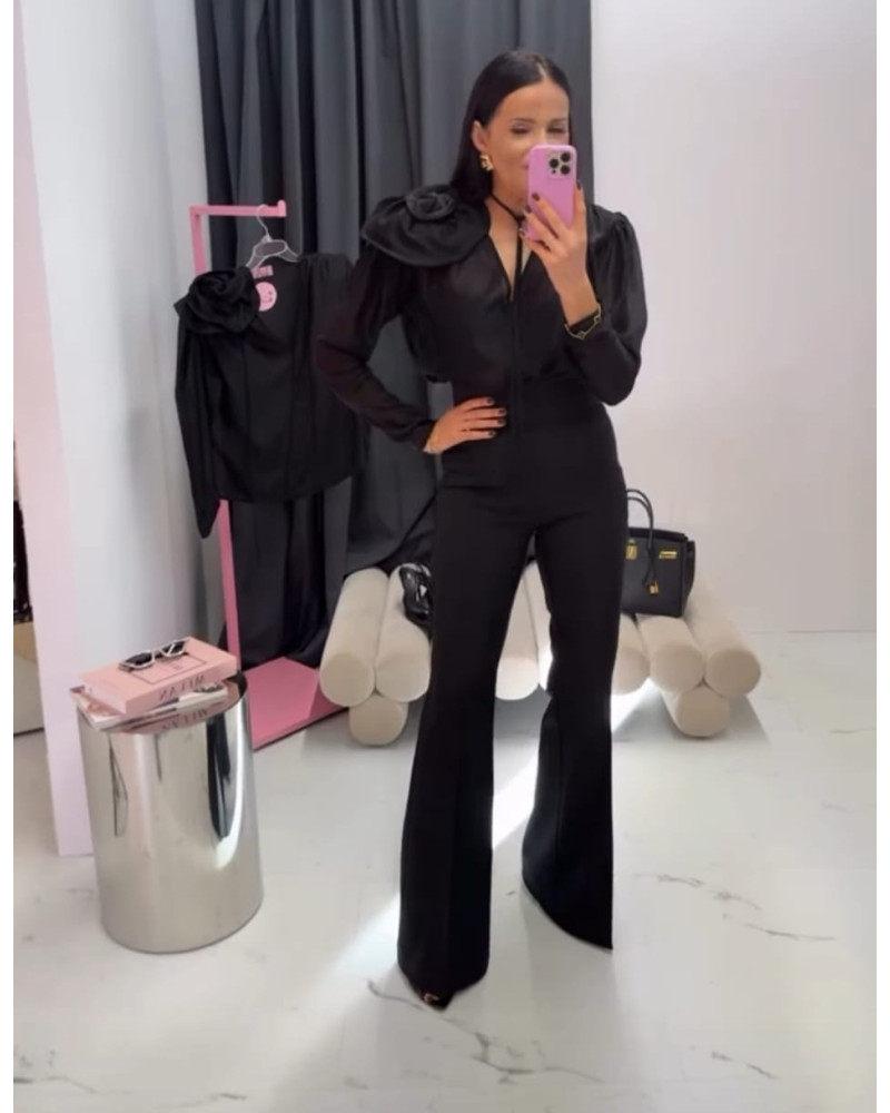 Spodnie materiałowe dzwony La Milla czarne