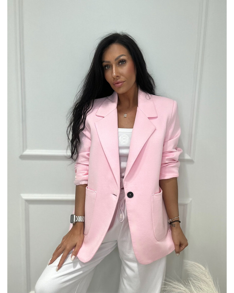 Marynarka z kieszeniami oversize EMO jasny róż