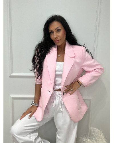 Marynarka z kieszeniami oversize EMO jasny róż