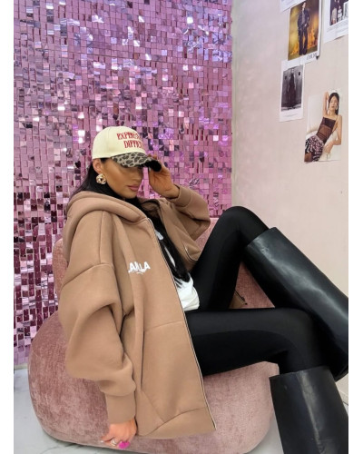 Bluza oversize na zamek La Milla camel