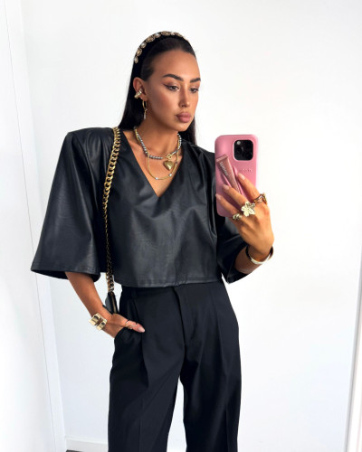 Bluzka z eko skóry La Milla czarna