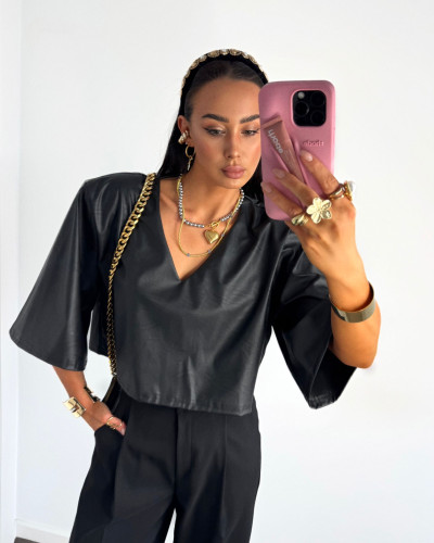 Bluzka z eko skóry La Milla czarna