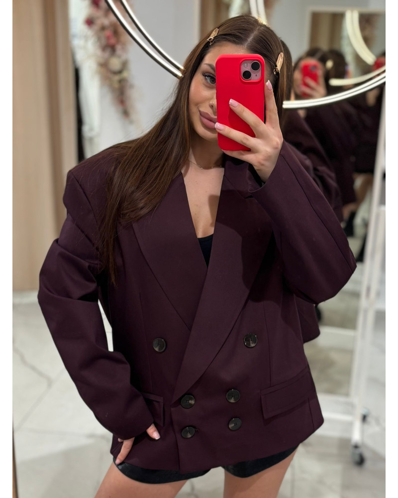 Marynarka oversizowa z guzikami La Milla burgundowa