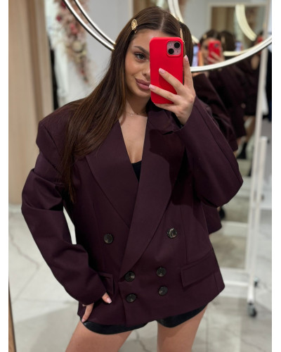 Marynarka oversizowa z guzikami La Milla burgundowa
