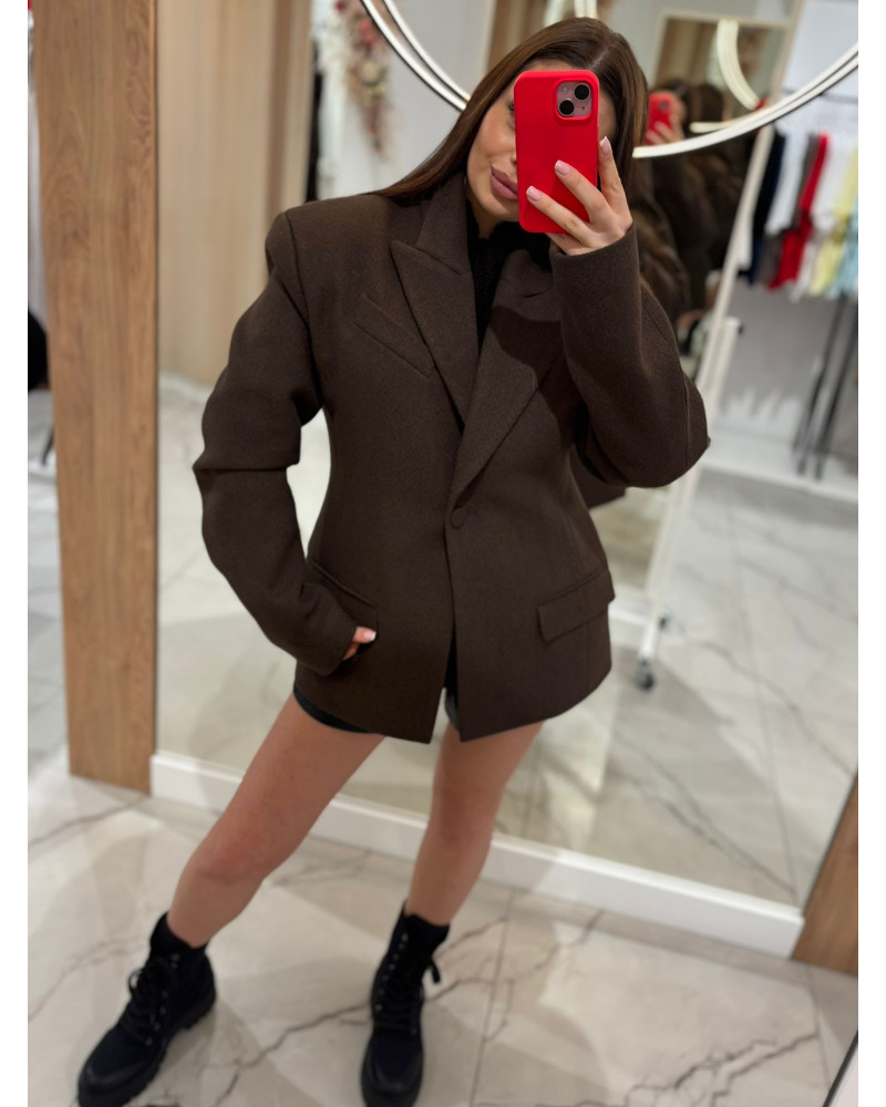 Marynarka jodełka La Milla czekoladowa