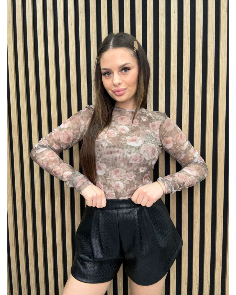 Bluzka kwiecista siateczka La Milla beżowa