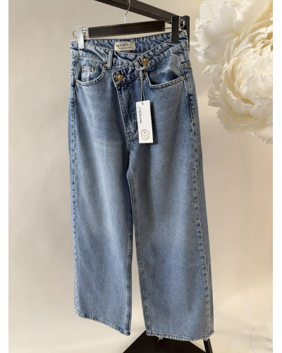 Spodnie jeansowe z asymetrycznym zapięciem By o la la...! niebieskie