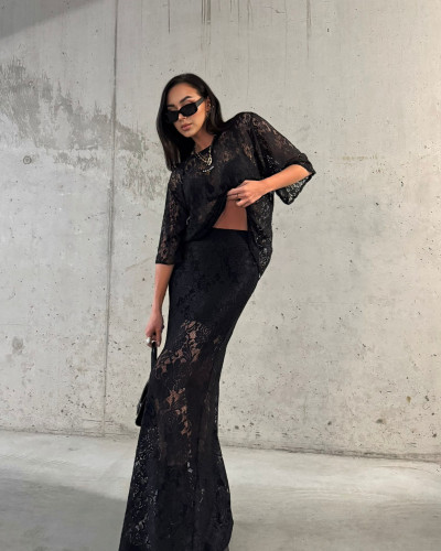 Spódnica koronkowa maxi La Milla czarna