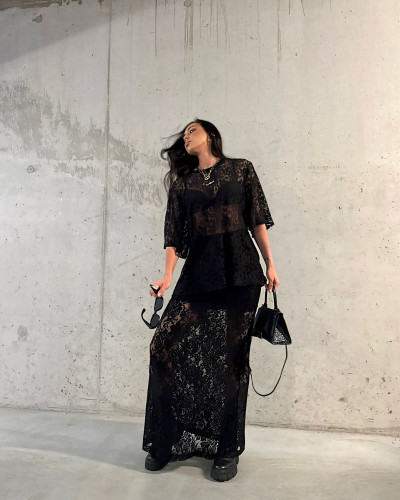 Spódnica koronkowa maxi La Milla czarna