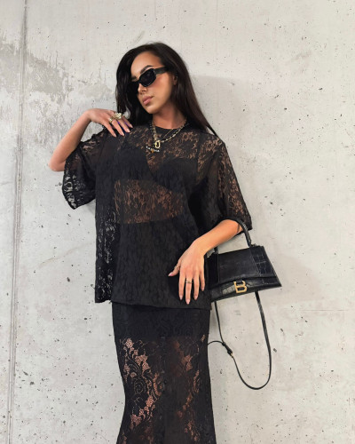 Spódnica koronkowa maxi La Milla czarna