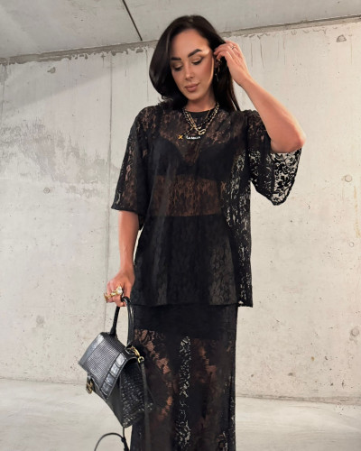 Spódnica koronkowa maxi La Milla czarna