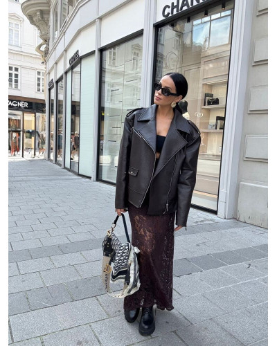 Spódnica koronkowa maxi La Milla czekoladowe