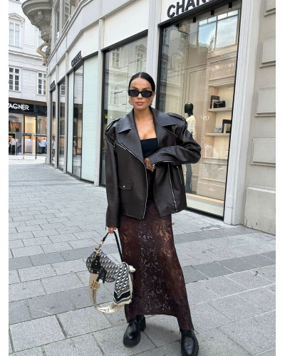 Spódnica koronkowa maxi La Milla czekoladowe