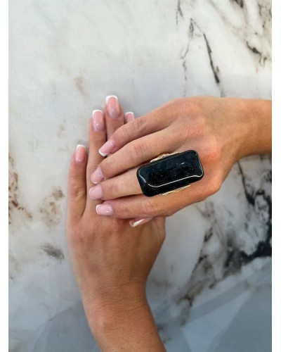 Pierścionek Berlin złoty z czernią