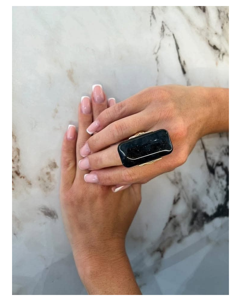 Pierścionek Berlin złoty z czernią