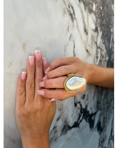 Pierścionek Santorini złoty z perłą