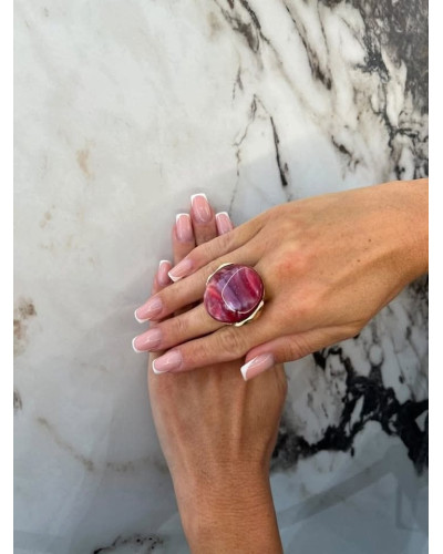 Pierścionek Różany księżyc złoty z różem