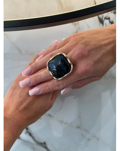 Pierścionek Tokio złoty z czernią