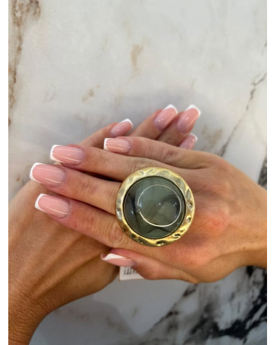 Pierścionek Kioto złoty z zielenią