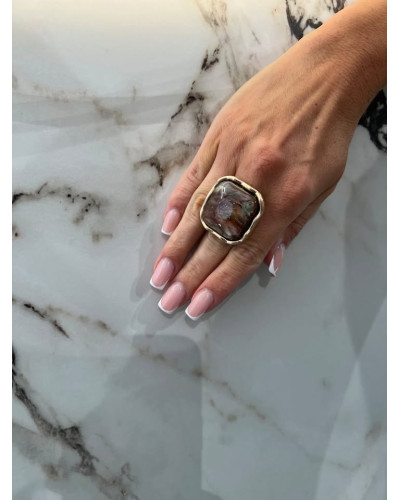 Pierścionek Rio złoty z brązem