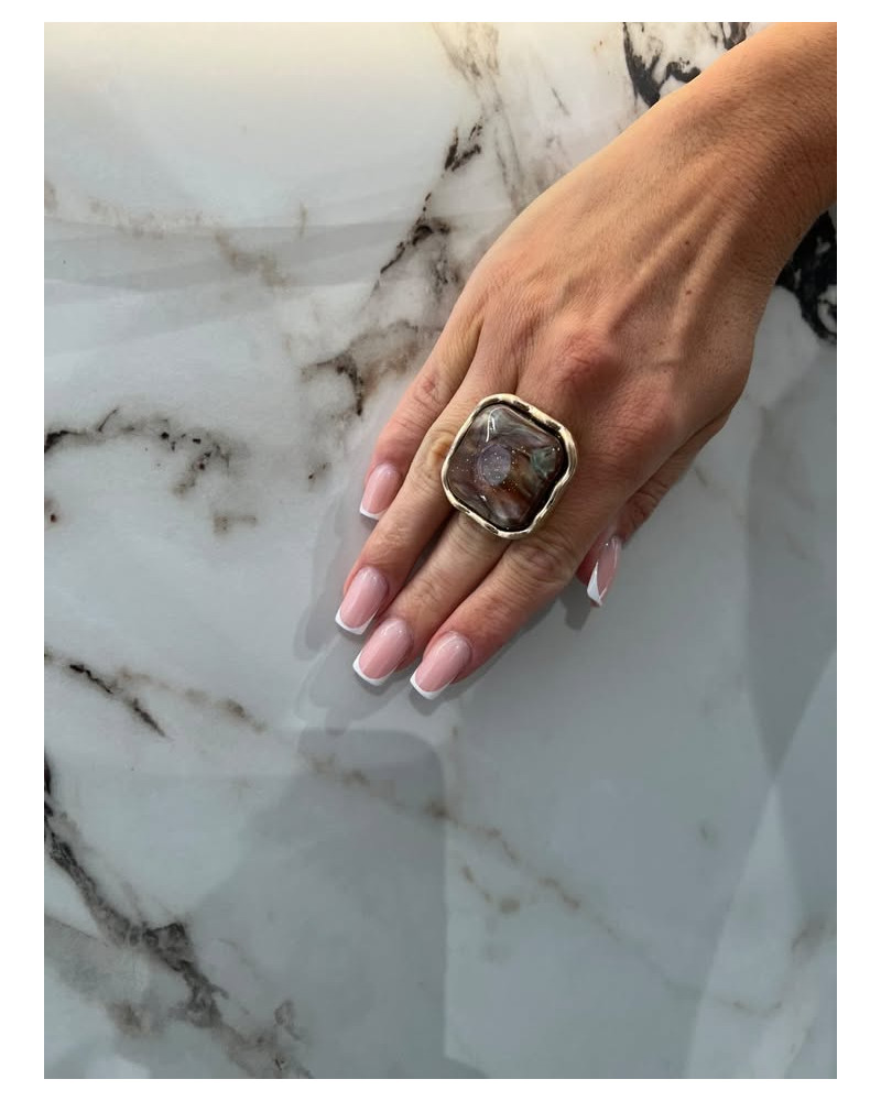 Pierścionek Rio złoty z brązem