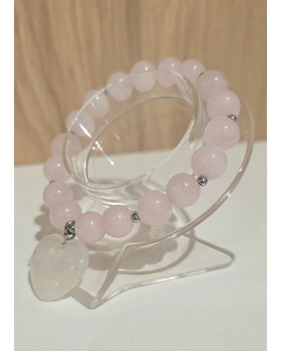 Bransoletka Artemida różowa z kryształowym sercem