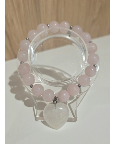 Bransoletka Artemida różowa z kryształowym sercem