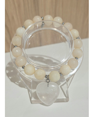 Bransoletka Millagro śmietankowa z kryształowym sercem