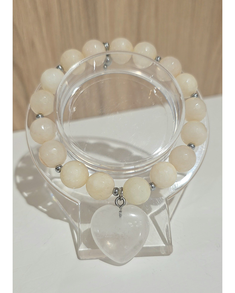 Bransoletka Millagro śmietankowa z kryształowym sercem