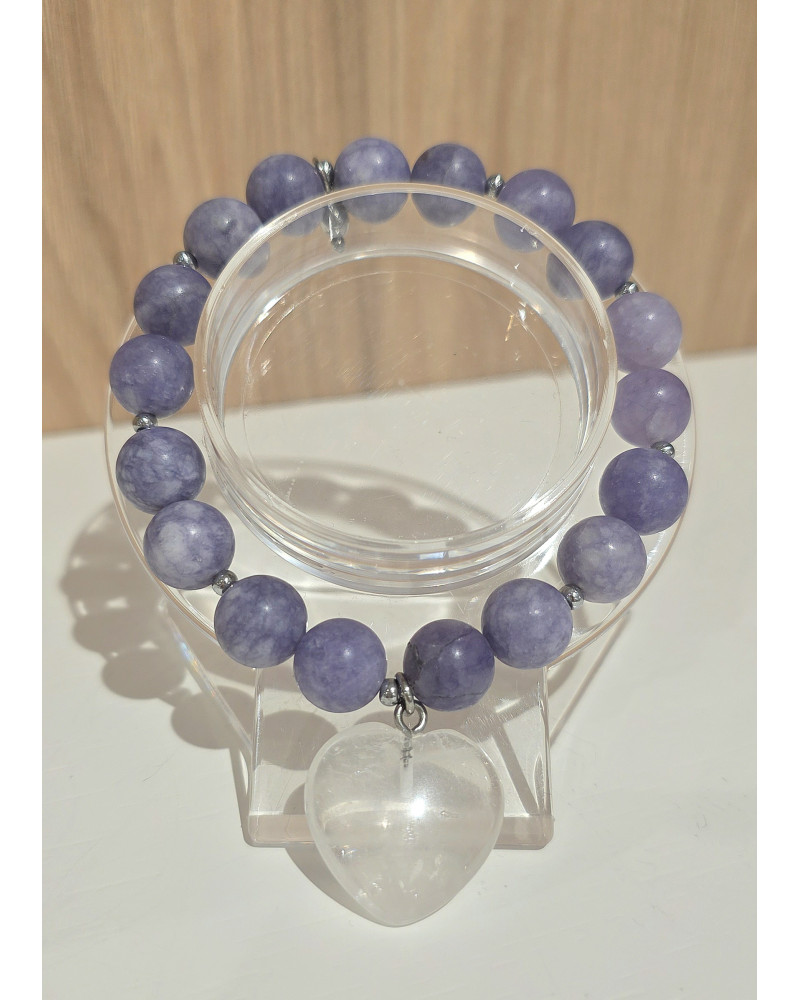 Bransoletka  Aniela niebieska z kryształowym sercem