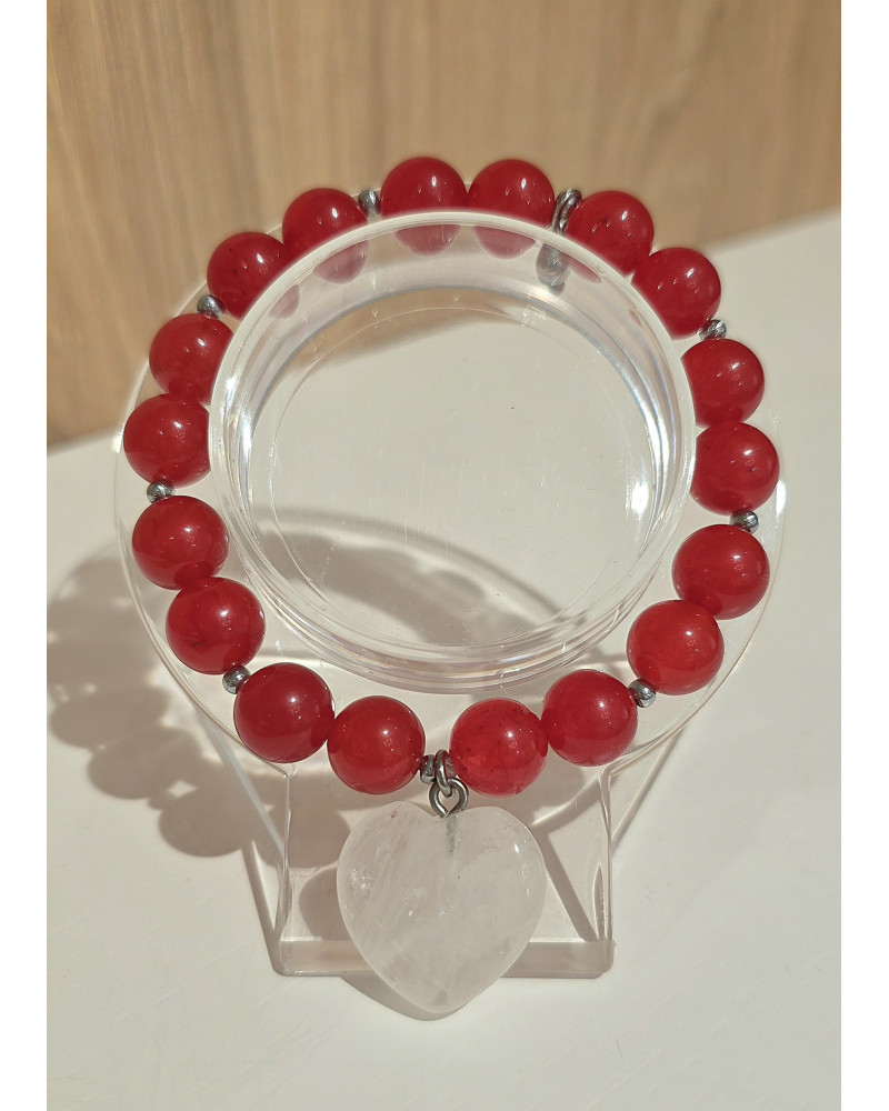 Bransoletka Valentina czerwona z kryształowym sercem