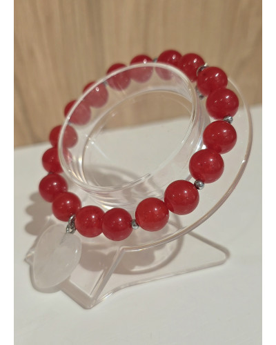 Bransoletka Valentina czerwona z kryształowym sercem