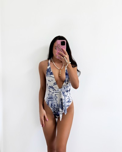 Monokini w stylu DIOR La Milla granatowy