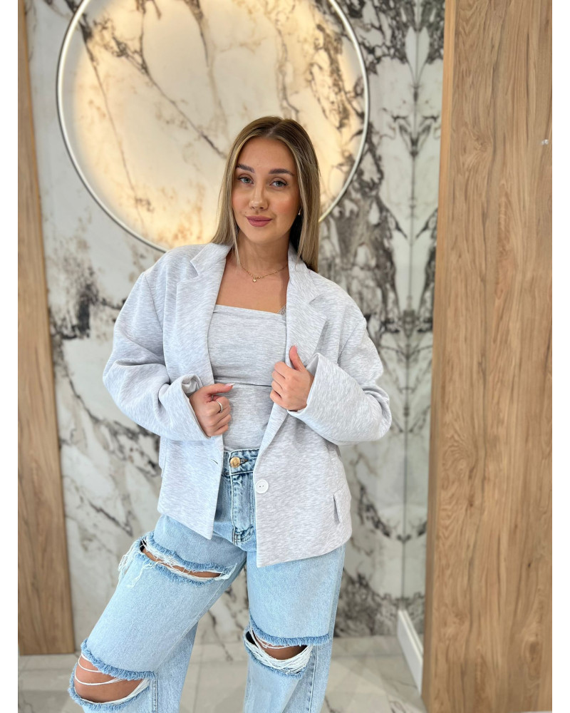 Marynarka pudełkowa By o la la..! szary melanż