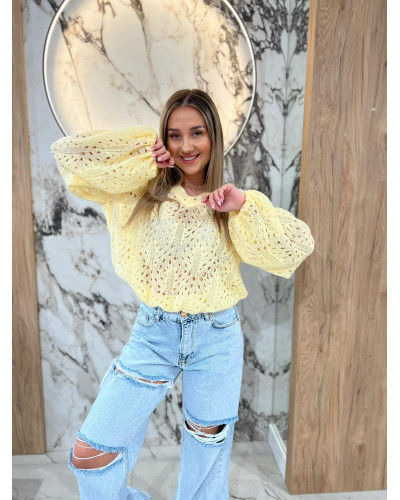 Sweter ażurowy w serek By o la la...! sunshine