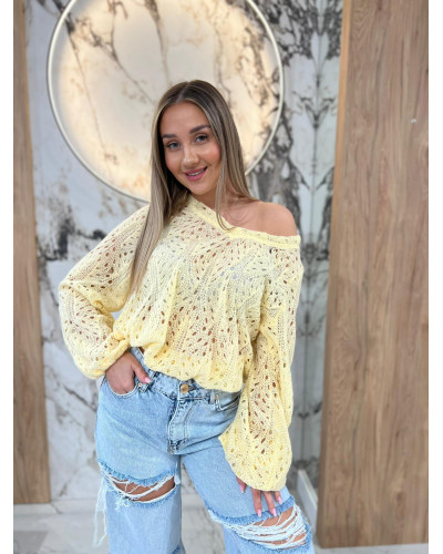 Sweter ażurowy w serek By o la la...! sunshine