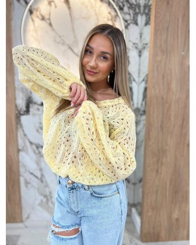 Sweter ażurowy w serek By o la la...! sunshine
