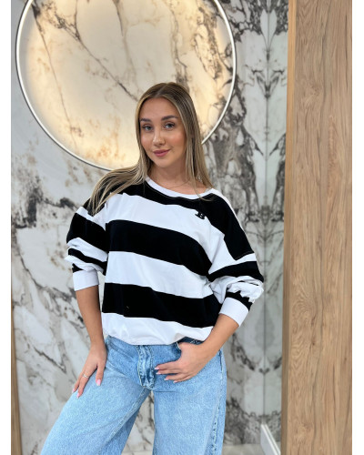 Bluza w pasy By o la la...! czarna