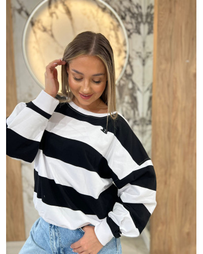 Bluza w pasy By o la la...! czarna