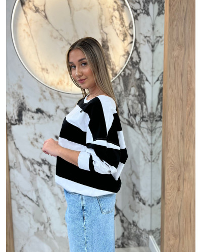 Bluza w pasy By o la la...! czarna