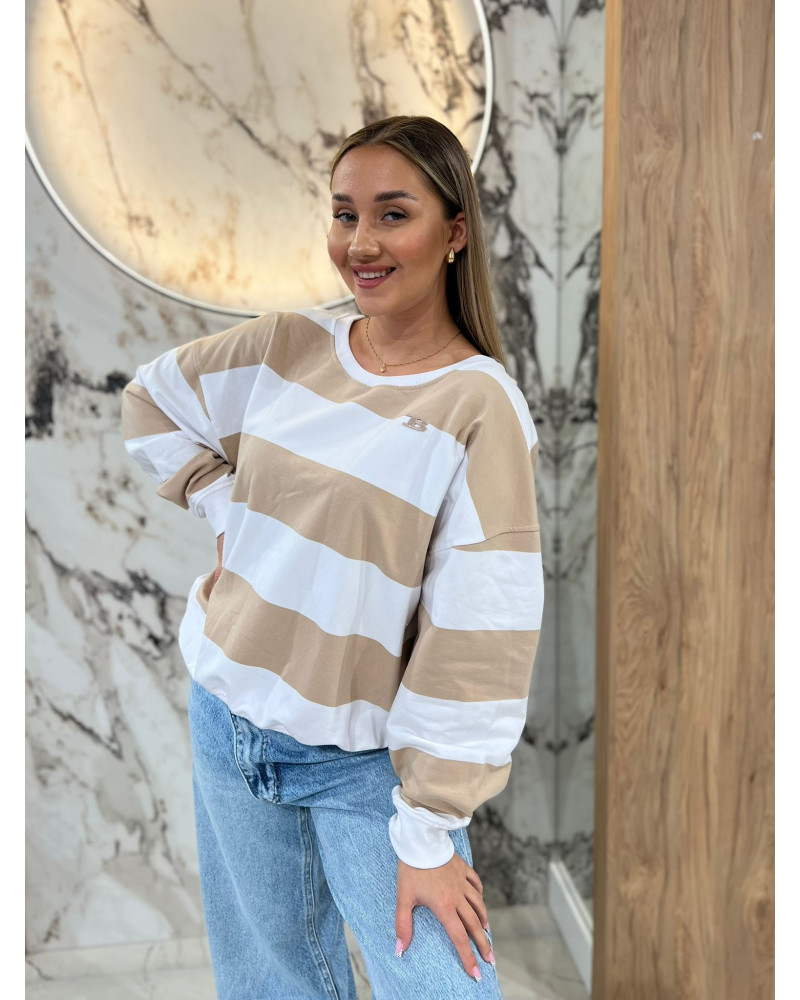 Bluza w pasy By o la la...! beżowa