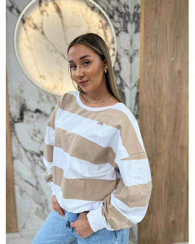 Bluza w pasy By o la la...! beżowa