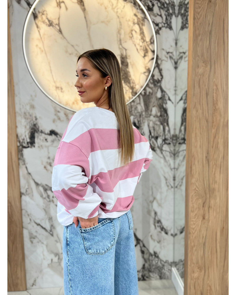 Bluza w pasy By o la la...! różowa