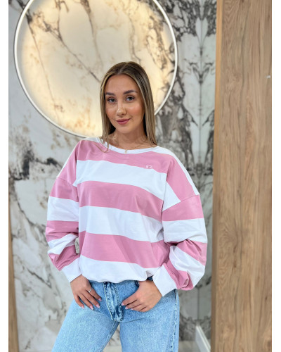 Bluza w pasy By o la la...! różowa