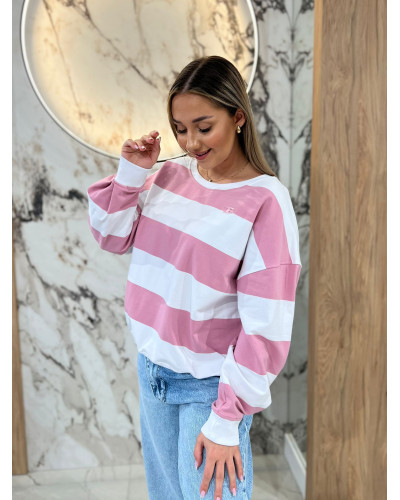 Bluza w pasy By o la la...! różowa