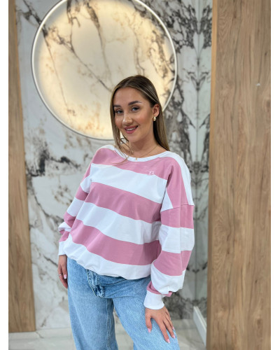 Bluza w pasy By o la la...! różowa