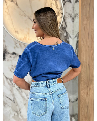 T-shirt w serek dekatyzowany By o la la...! denim