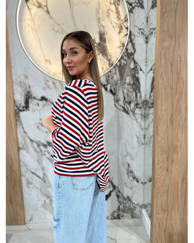 T-shirt z poduszkami w paski By o la la...! red kiss z denim