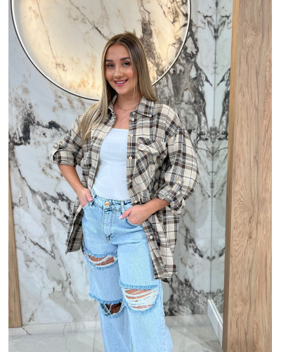 Koszula w kratę By o la la...! kakao